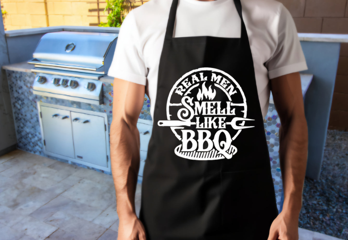 BBQ Apron - Real Men Smell Like BBQ