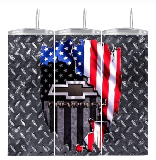 Tumbler 20 oz Diamond plate with Flag