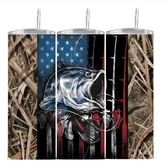 Tumbler 20 oz Fish with Flag