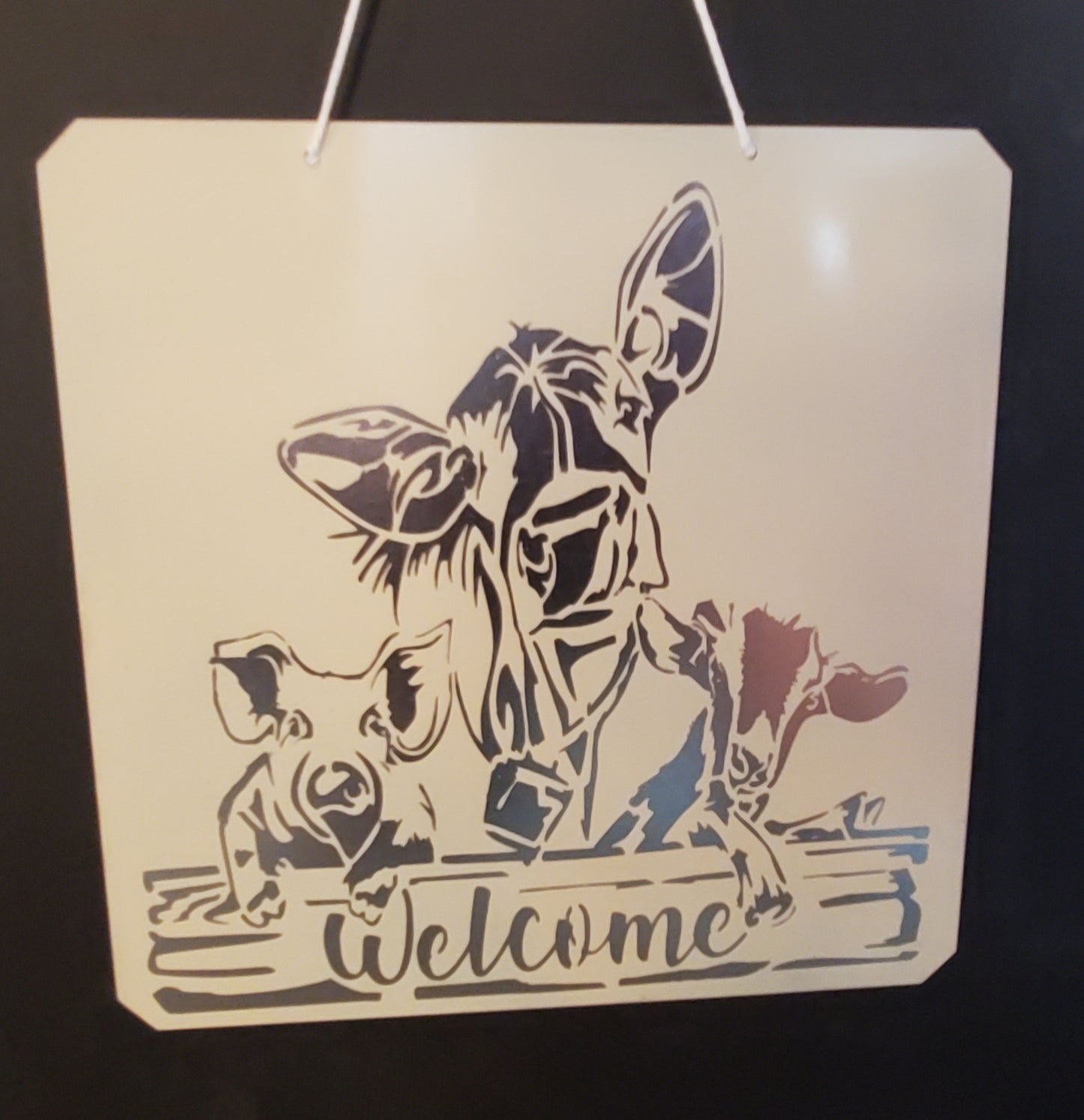 Sign - Welcome Cow (Red, White, Blue, Black)